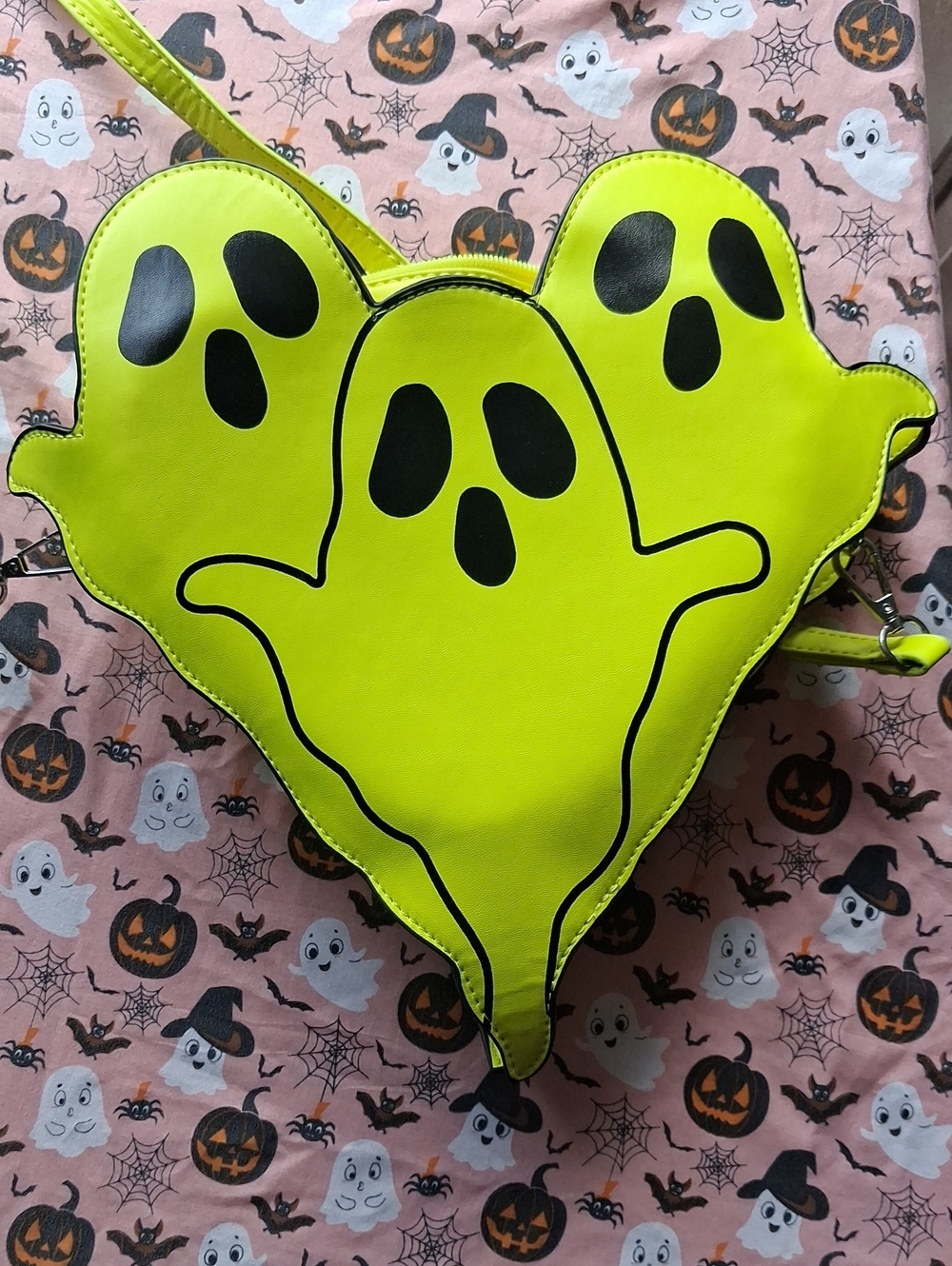 Neon Yellow Ghost Crossbody Bag